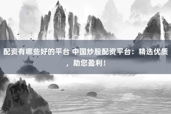 配资有哪些好的平台 中国炒股配资平台：精选优质，助您盈利！
