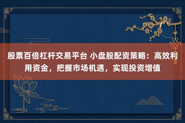 股票百倍杠杆交易平台 小盘股配资策略：高效利用资金，把握市场机遇，实现投资增值