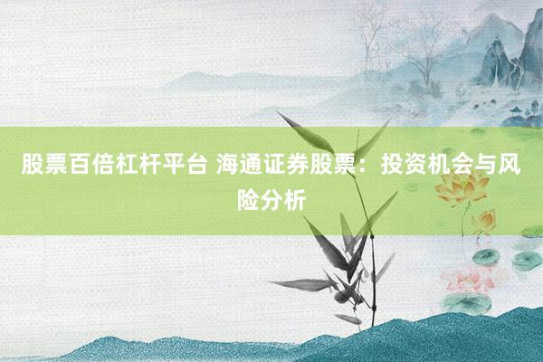 股票百倍杠杆平台 海通证券股票：投资机会与风险分析