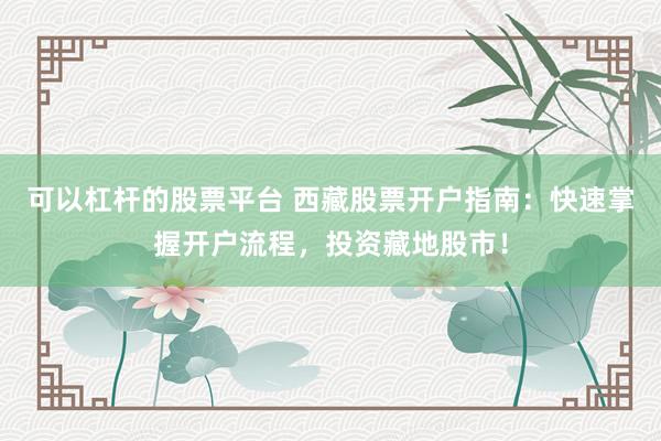 可以杠杆的股票平台 西藏股票开户指南：快速掌握开户流程，投资藏地股市！