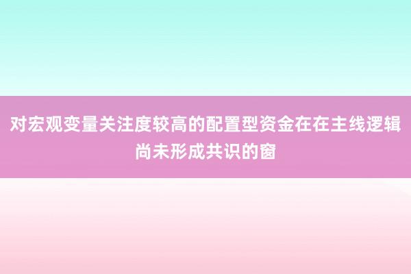 对宏观变量关注度较高的配置型资金在在主线逻辑尚未形成共识的窗
