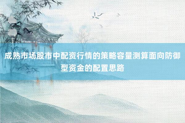 成熟市场股市中配资行情的策略容量测算面向防御型资金的配置思路