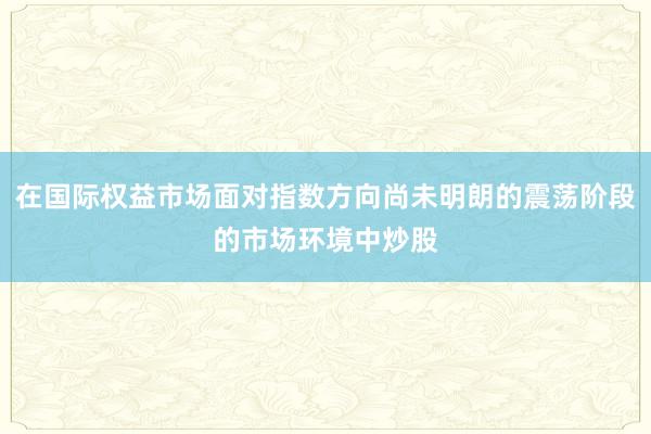 在国际权益市场面对指数方向尚未明朗的震荡阶段的市场环境中炒股