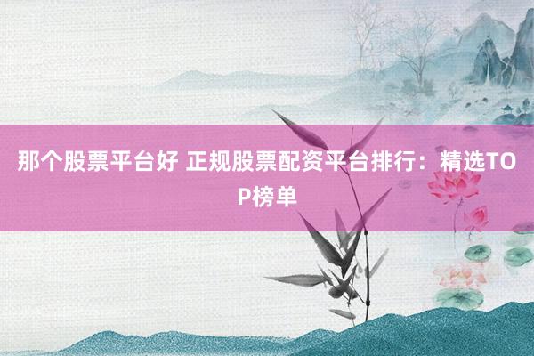那个股票平台好 正规股票配资平台排行：精选TOP榜单