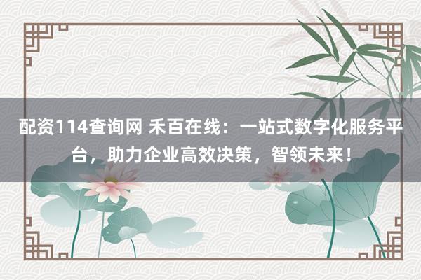 配资114查询网 禾百在线：一站式数字化服务平台，助力企业高效决策，智领未来！